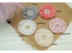 Lace Parisian flower (9cm), Pack of 2